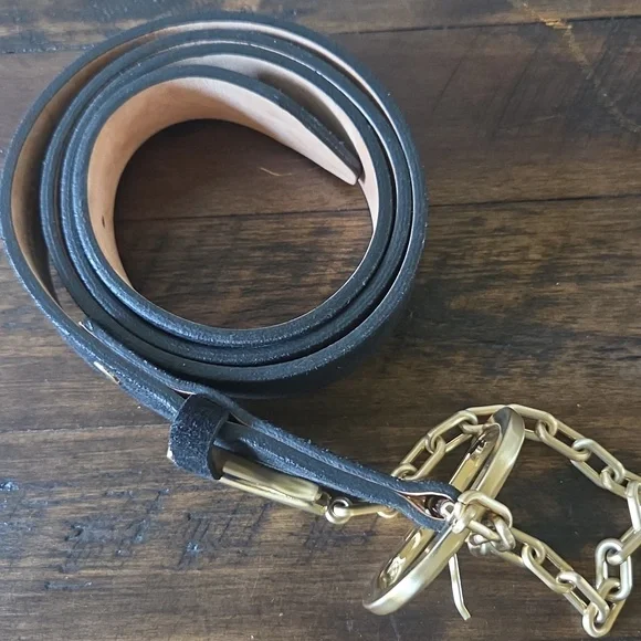 Beautiful Black Leather Belt w Gold Hardware By Rag & Bone. Great Condition! M - Picture 6 of 10